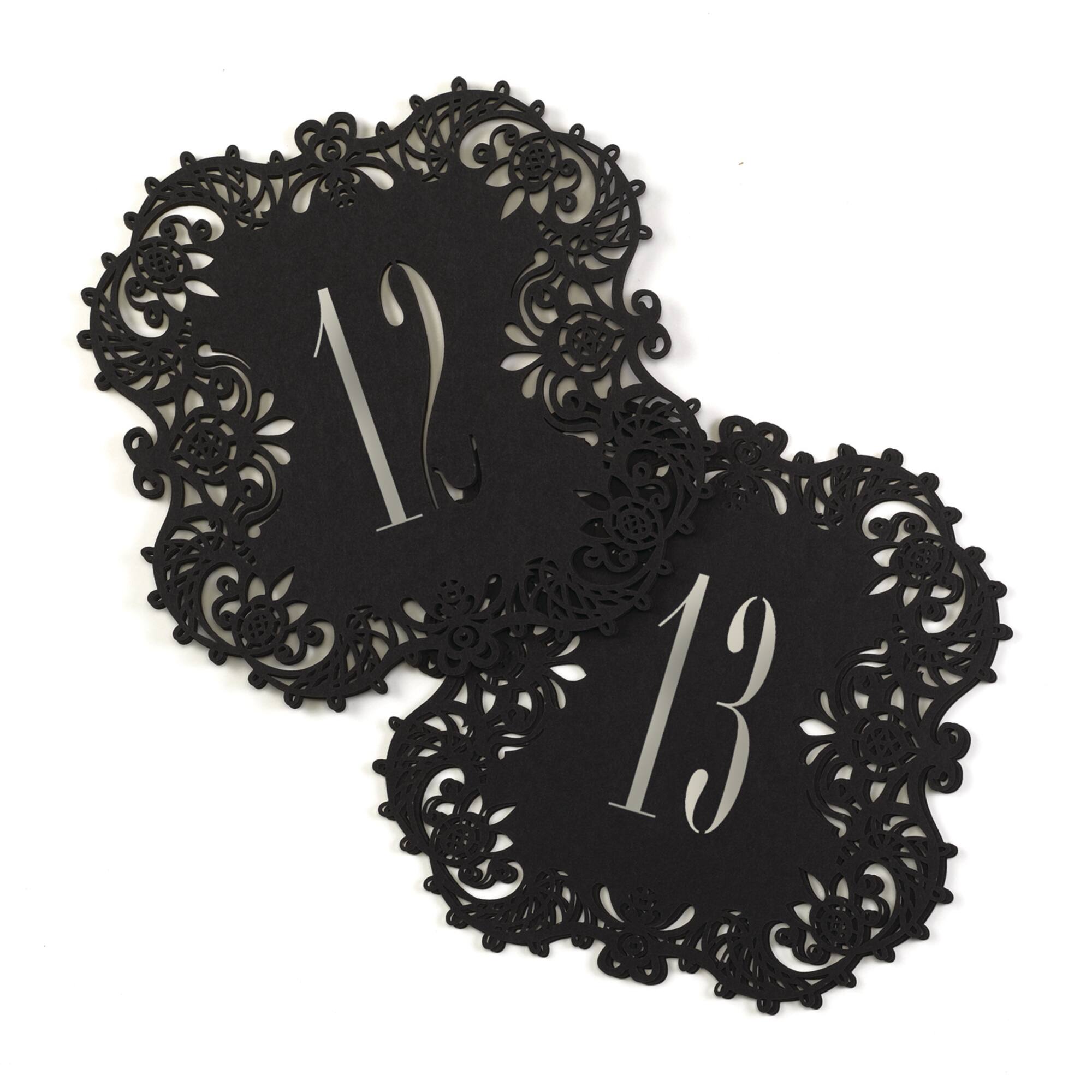 Hortense B. Hewitt Co. Numbers 11-20 Black Laser Cut Table Number Cards